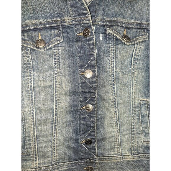 Y2K Revolution by Ricki's Streetwear Denim Lightweight Button Front Jacket Sz M - Picture 6 of 15